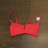 Bar III Womens V-Wire Plunge-Neck Bralette Bikini Swim Top Bright Rose L
