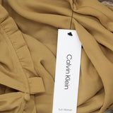Calvin Klein Womens Plus Size Ruffle-Neck Button-Sleeve Shirt Luggage Brown 2X