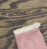Anna-Kaci Womens 3 Pairs Knit Socks with Ribbed Texture Lace 1005693247 Pink