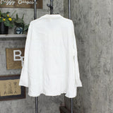 Marla Wynne Womens Button Textured Easy Shirt. Pure White 3X