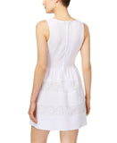 City Studio Juniors Crochet Trim Textured Fit & Flare Dress White 3