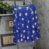 Muk Luks Sloth Print Hacci Pajama Top with Sleep Mask Sloths Blue 3X
