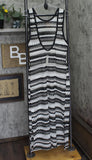 Miken Juniors Striped Low-Back Dress Swim Cover Up I9083K795 Black / White XL