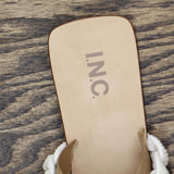 INC International Concepts Womens Petria Two-Band Flat Sandals White Pearl 10M