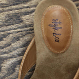Style & Co. Womens Chicklet Patent Thong Wedge Sandals Coffee Brown 6.5M