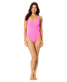 California Waves Womens Wild Cat Print One-Piece Swimsuit Azalea Pink M
