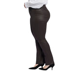 NYDJ Size Marilyn Coated High Rise Straight Leg Jeans Cordovan Purple Brown 18W