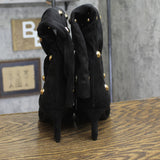 A New Day Womens Justice Boots Faux Suede Embellished Pin Jet Black / Gold 7.5M