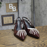 A New Day Serafina Rhinestone Slingback Heels 94661789 Burgundy Red 11M