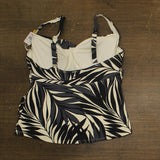Anne Cole Drape Front Underwire Tankini Swim Top Palm Chic Black Multi 22W