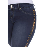 White Mark Plus Size Super Stretch 3 Pocket Jeans Dark Wash Leopard Blue 16W