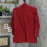 Anne Klein Womens Mock Neck Sweater with Long Sleeve with Buttons Red 2XS