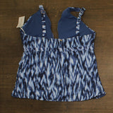 Anne Cole Ikat Tie-Dye Ring Plunge Tankini Swim Top 25PT26368 Blue 22W