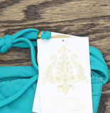 Becca Womens Modern Edge Mira Rib U Buckle Halter Swim Top Peacock Blue Green D