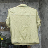 DKNY Snap Front Roll Tab Short Sleeve Shacket Jacket Shirt Pale Moss Green XS
