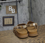 Earth Womens Strappy Ferne Casual Flat Sandals ETFERNE Gold Leather 9M