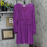 Nine West Women's Long Sleeve Smocked Mini Dress WW23Y037RS