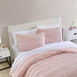 Poppy & Fritz Scrunch Stripe 2-Piece Pink Microfiber Twin Quilt Set Pink Twin