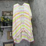 Matalan Aztec Stripe Kimono With Tassels Pink Yellow Mutli