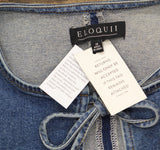 ELOQUII Womens Plus Size Tie Front Sleeveless Denim Vest Medium Wash Blue 18W