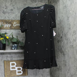 Crystal Doll Juniors Puff-Sleeve Rhinestone Dress CIZ12525 Black XL