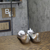 Journee Collection Womens Faux Leather Pointed Toe Jewel Flats Silver Gray 6M