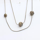 Chico's Long Crystal Bead Station Wrap Necklace Brass Yellow / Orange 52"