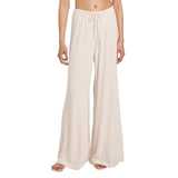 Auden Womens Cozy Knit Drawstring Mid Rise Ribbed Wide Leg Pants Oatmeal Brown S