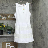 City Studio Juniors Crochet Trim Textured Fit & Flare Dress White 3