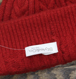 Style & Co. Womens Solid Cable Knit Beanie Pom Pom SC1542501 Red