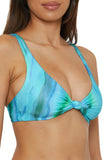 Becca Womens Knot-Front Adjustable Bikini Top Swim Pool Lagoon Blue Multi M