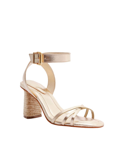 Schutz Womens High Block Sandal Alexandra Gold Yellow 6.5B