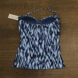 Anne Cole Womens Tie Dye Ikat Twist Front Bandeaukini Swim Top Blue Multi L