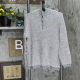 Carbon 2 Cobalt Womens Chenille 1/4 Zip Pullover Hooded Sweater Gray XS
