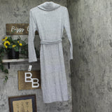 Ronni Nicole Long Sleeve Turtleneck Belted Rib Knit Midi Sweater Dress Gray L