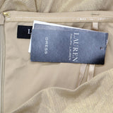 Lauren Ralph Lauren Womens Buckle-Trim Metallic Chiffon Dress Birch Tan Gold 14