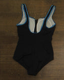 Shape Solver Shirred Zipper Tank One Piece Swimsuit 80005019 Black / Blue 12