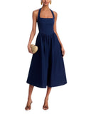 Aqua Womens Woven Halter Midi Dress IDM11261 Navy Blue S