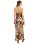1. State Lace-Trim Halter Sleeveless Maxi Dress Brown Rust Copper / Multi M