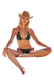 Becca Womens Standard Color Sheen Triangle Bikini Top 109057 Black M