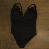 Bleu by Rod Beattie Womens Ruched U-Front One Piece Swimsuit Black 16W