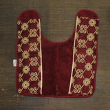 ZUZIFY Lurex Fuzzy Non-Slip Bathroom Toilet Rug Mat Red / Gold 20" x 23"