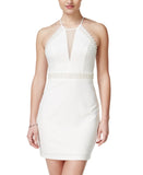 Teeze Me Juniors Embellished Illusion Sheath Dress H161252 Cream Off White 7/8