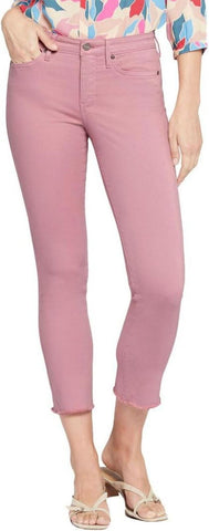 NYDJ Womens Sheri Ankle Fray Hem Jeans Vintage Pink 00