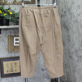 Cathy Daniels Waist Drawstring Capris with Button Hem and Pockets Tan Brown 1X