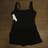 Beyond Control Womens Grommet-Detail Square-Neck Swim Dress Black 16