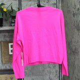 Aqua Womens Front Button Cashmere V-Neck Cardigan Sweater V10337 Neon Pink M