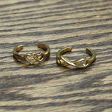 Set of 2 Open Band Infinity Heart Toe Rings Gold Yellow 3.5-4