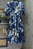 Donna Karan Floral Printed Button Down Midi Shirt Dress Horizon Blue / Multi 6