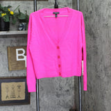 Aqua Womens Button Front Sweater Cashmere V-Neck Cardigan V10337 Neon Pink L